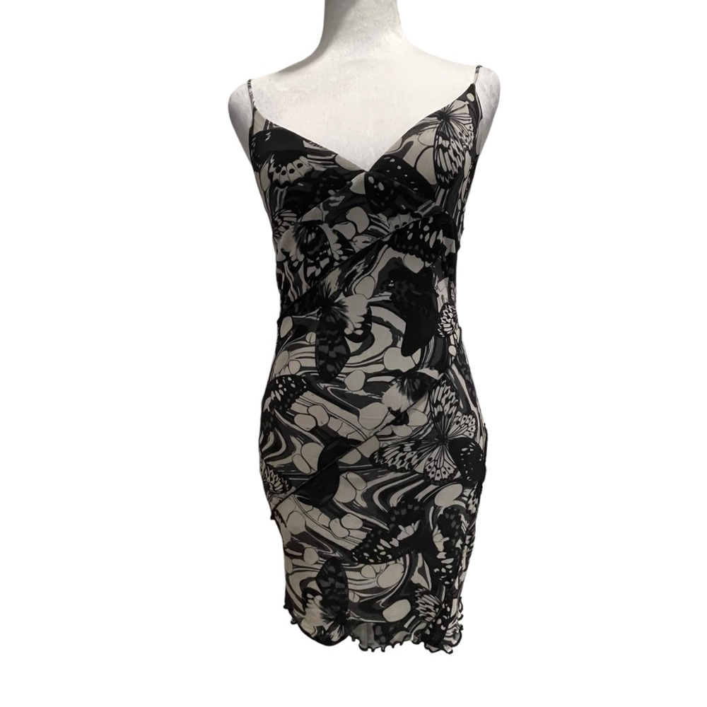 GARAGE. Sz XS. Gray/Black Spaghetti Strap form fitting dress. - Picture 1 of 13